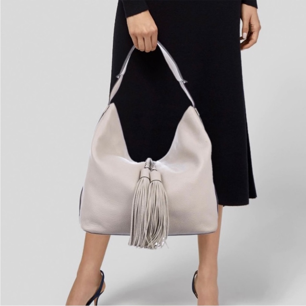 Rebecca Minkoff Creme Isobel Leather Tassel Hobo Shoulder Bag